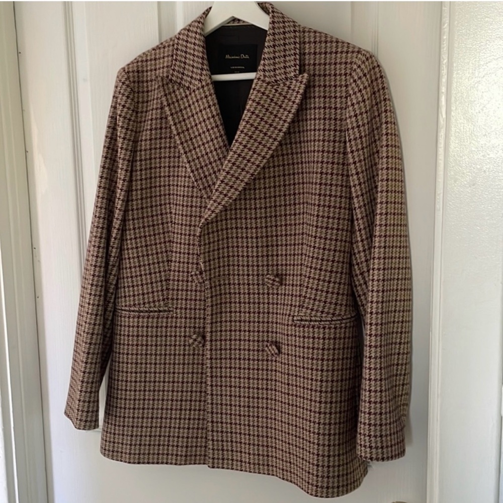 Massimo Dutti Blazer with Multicolor Houndstooth Detail - Picture 2 of 5